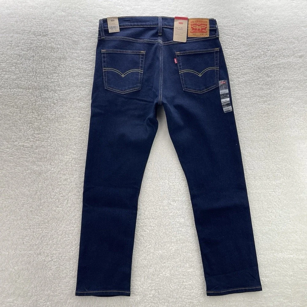 Levis Jeans Mens 34x30 Blue 514 Straight Fit Dark Wash Denim Grunge Cowboy